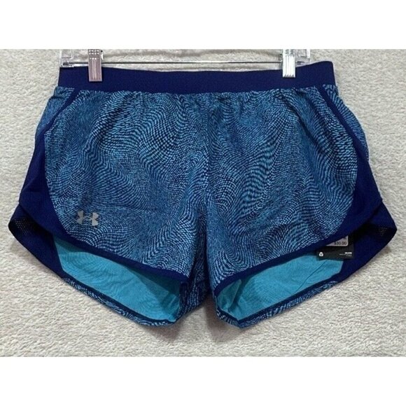 Under Armour Women's Mileage 2.0 Printed Shorts Size Medium Loose Heatgear Blue‎ - Picture 1 of 8